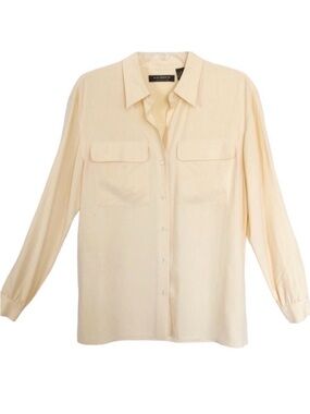 SILK Butter Yellow  Liz Claiborne Long Sleeve Blouse Size 8